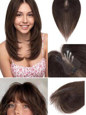 2  S-Noilite Clip In 10" & 11"Human Hair Toppers -Chocolate & Dark Brown